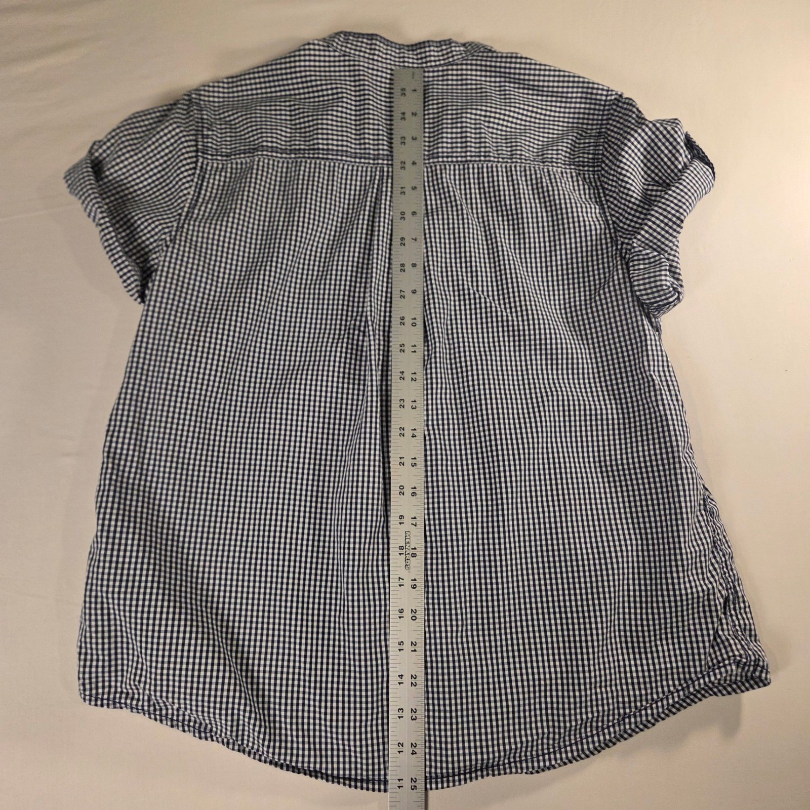 Liz Claiborne Women’s 100% Cotton Gingham Short Sleeve Button Up Shirt Size L