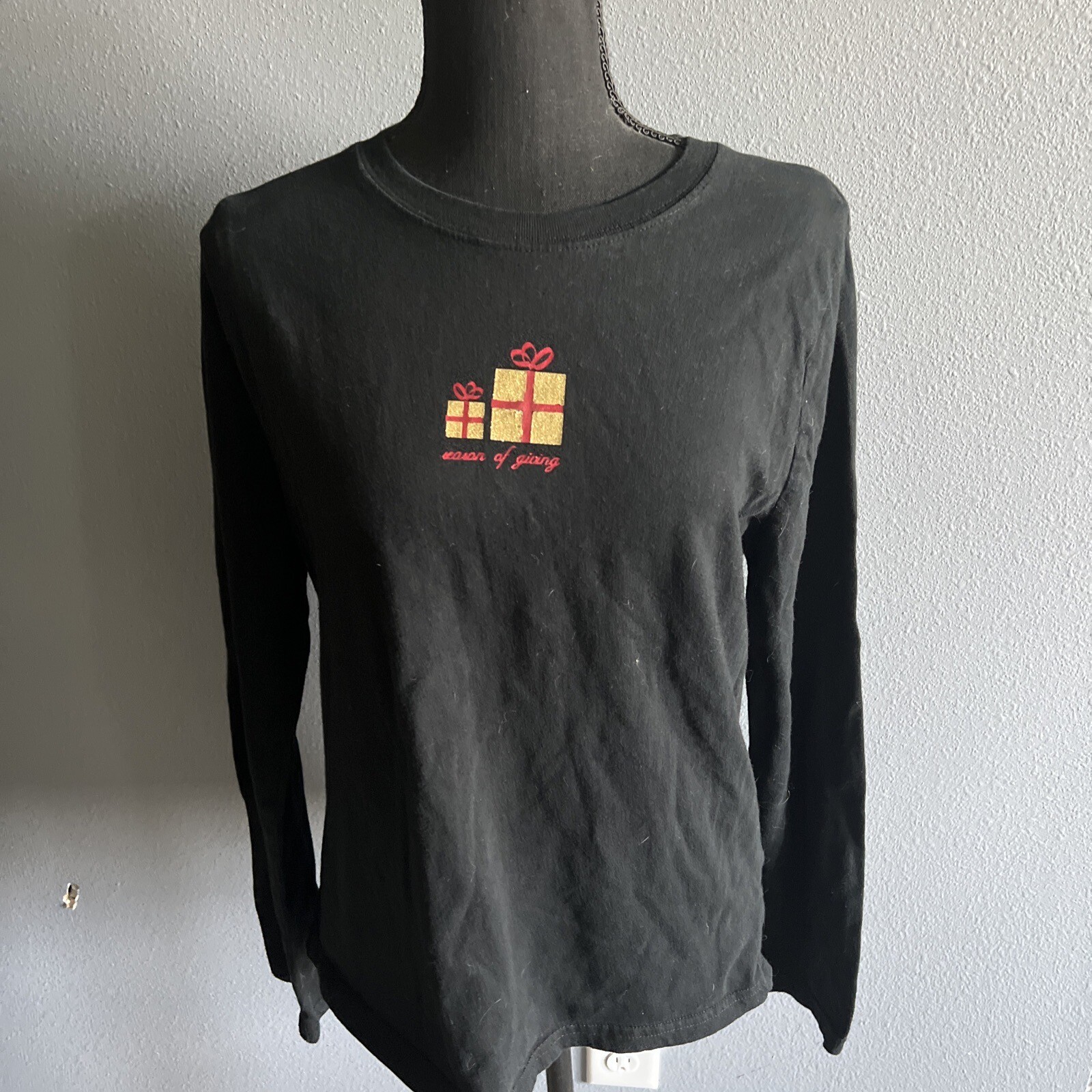 Target Wondershop Black “Season Of Giving” Long Sleeve Holiday T-Shirt Size XL