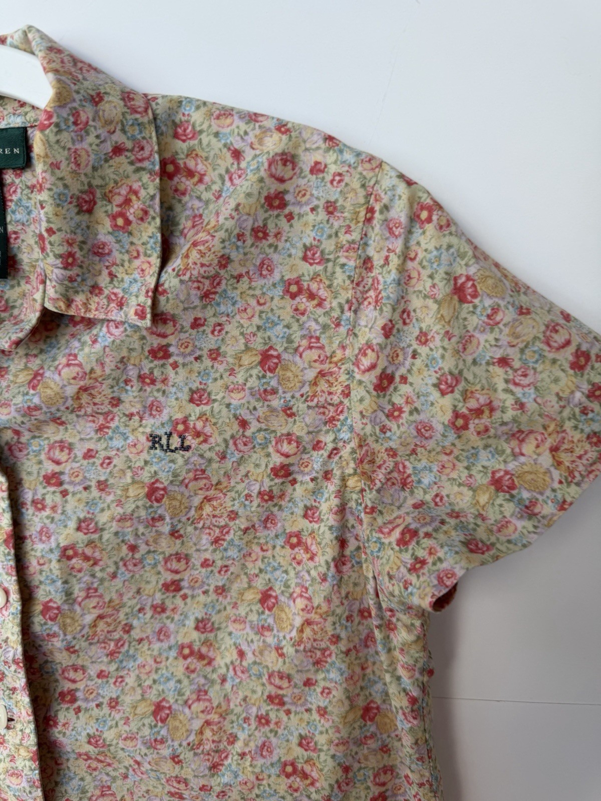 Ralph Lauren P/S Women Shortsleeved Cotton cute LLR Embroidered Logo Button Up