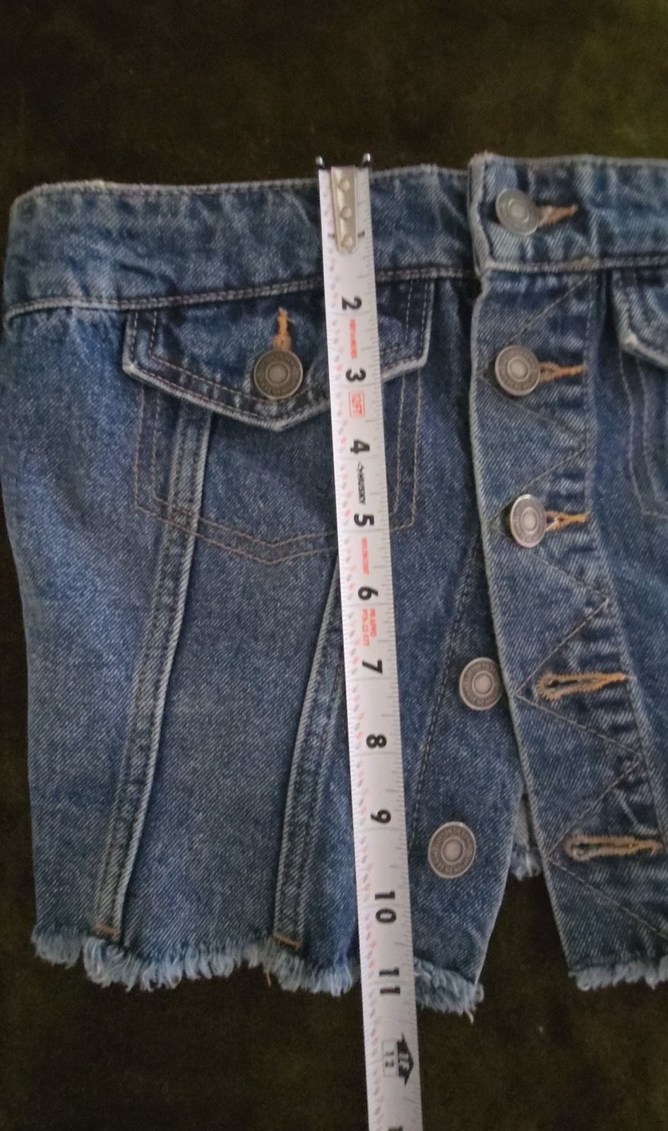 Cotton On Denim Corset Strapless Top Button Up Raw Hem Bustier US 4 / AU 8