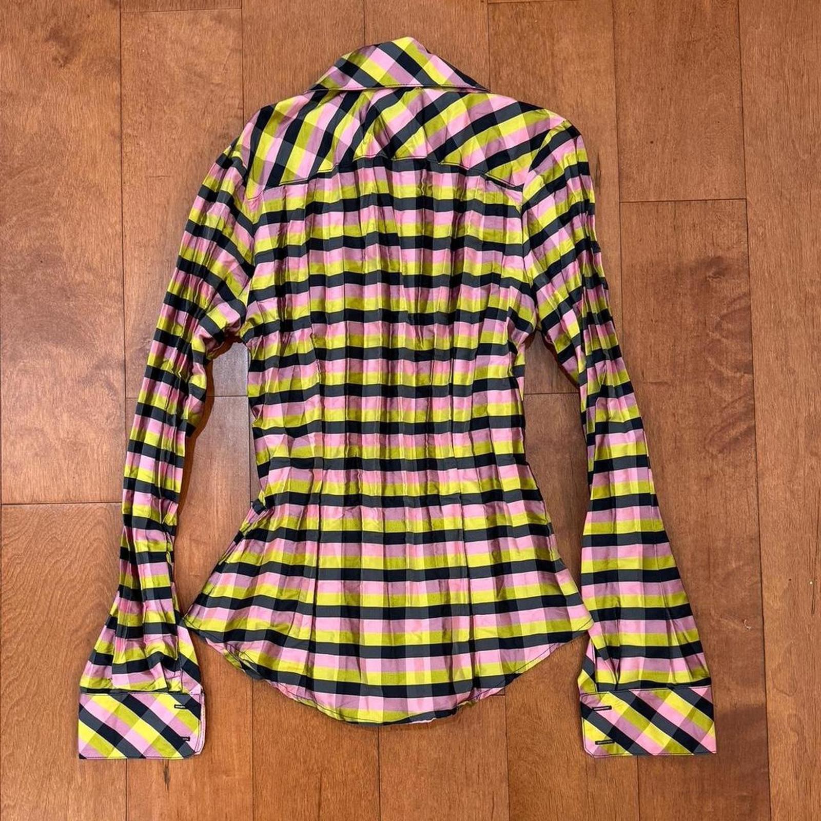 Striped crinkle pleated button up Sz. S