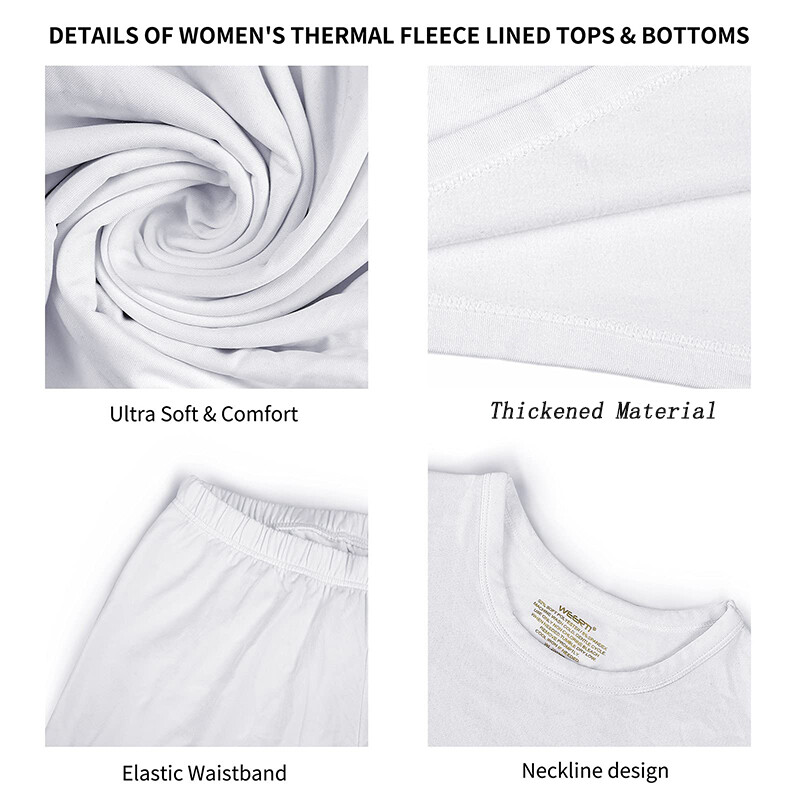 Women Thermal Underwear Long Johns Tops Bottom Set Winter Warm Base Layer Shirts
