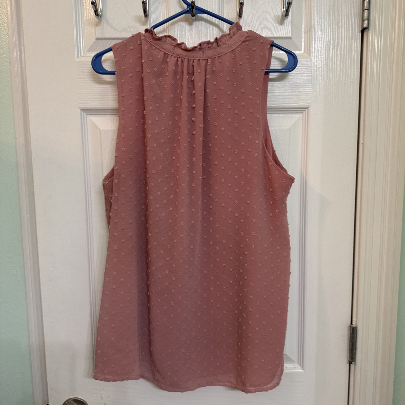 Gibsonlook Sleeveless Ruffle Swiss Dot Top Women’s Size XXL Mauve Pink