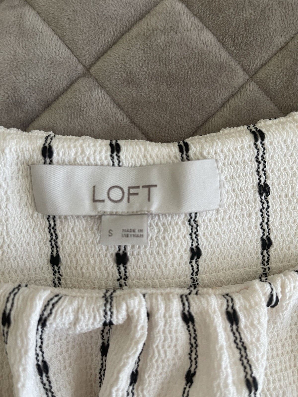 Darling Black And Cream Loft Blouse With Bell Sleeves, Size Small