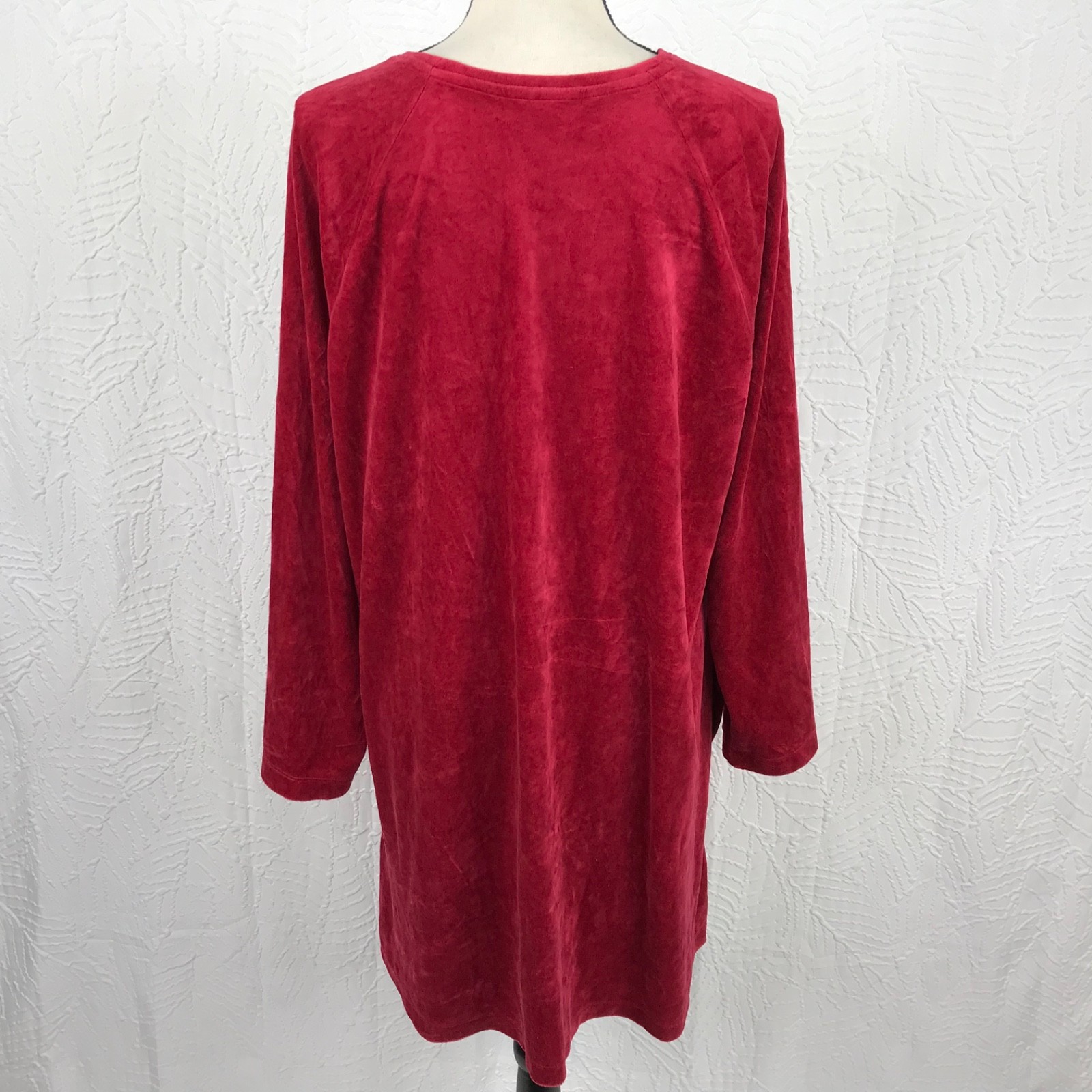 PureJill J Jill Velvet Velour Tunic/Mini Dress Long Sleeve Size XL Red Pockets