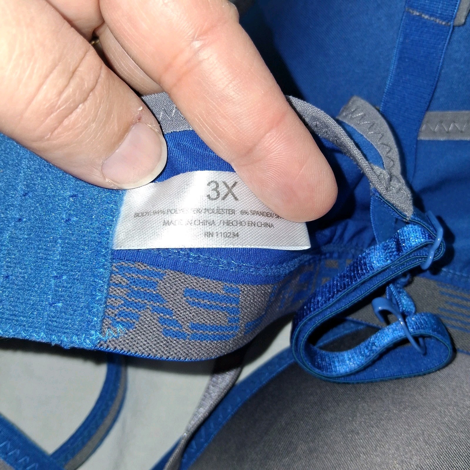 Set of 2 Reflex Sports Bras 3X Blue, Gray Lot of 2