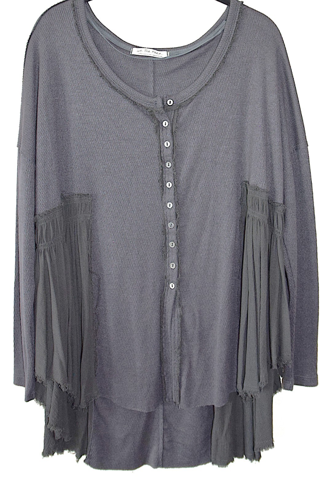 FREE PEOPLE MIXED FABRIC OVERSIZED THERMAL STYLE L/S TOP SIZE LARGE TO 1X