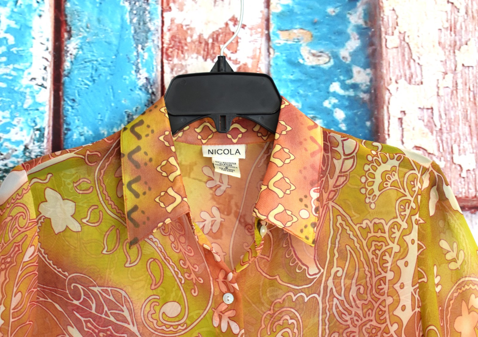 Women’s Nicola Floral Blouse Long Sleeve Transparent SMALL Multicolor