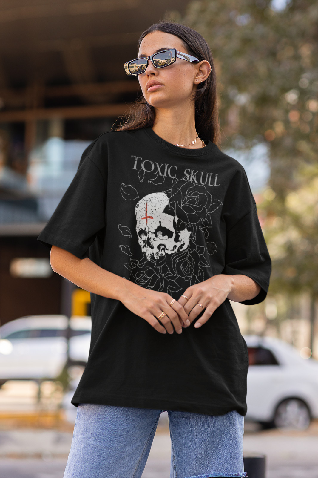 New Womens Top Black T-Shirt “Rosie” Toxic Skull S, M, L, 2XL, 3XL