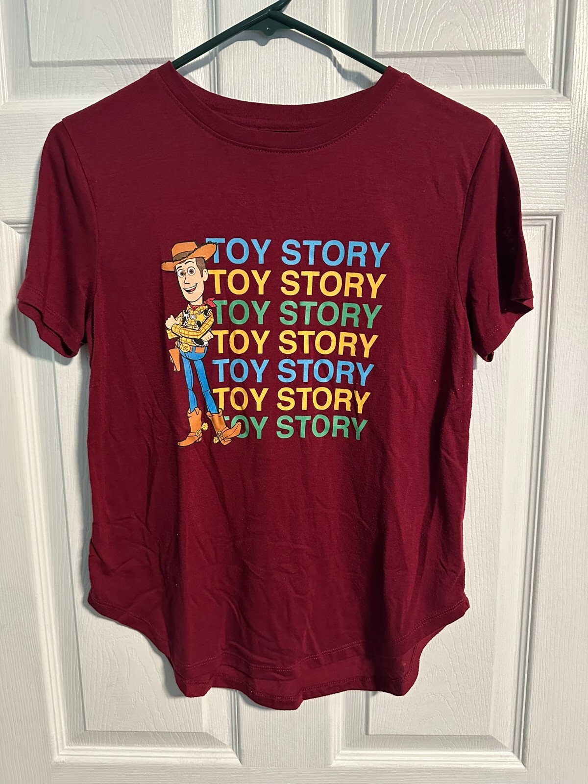 New Disney Pixar Woody Toy Story 4 Women’s T-Shirt Graphic Tee Burgundy M