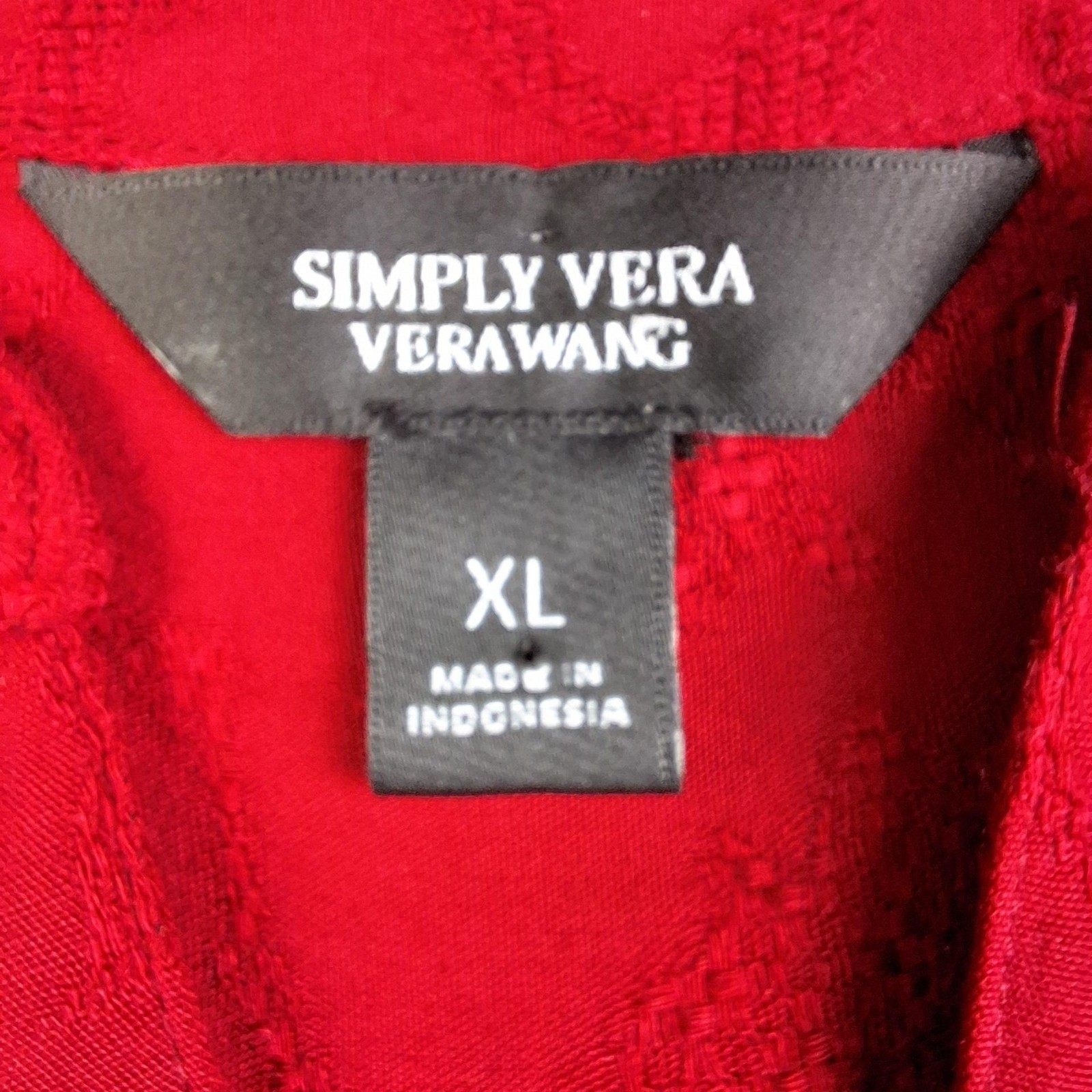 Simply Vera Vera Wang Shirt Womens XL Jacquard Blouse Allure Red Flowy