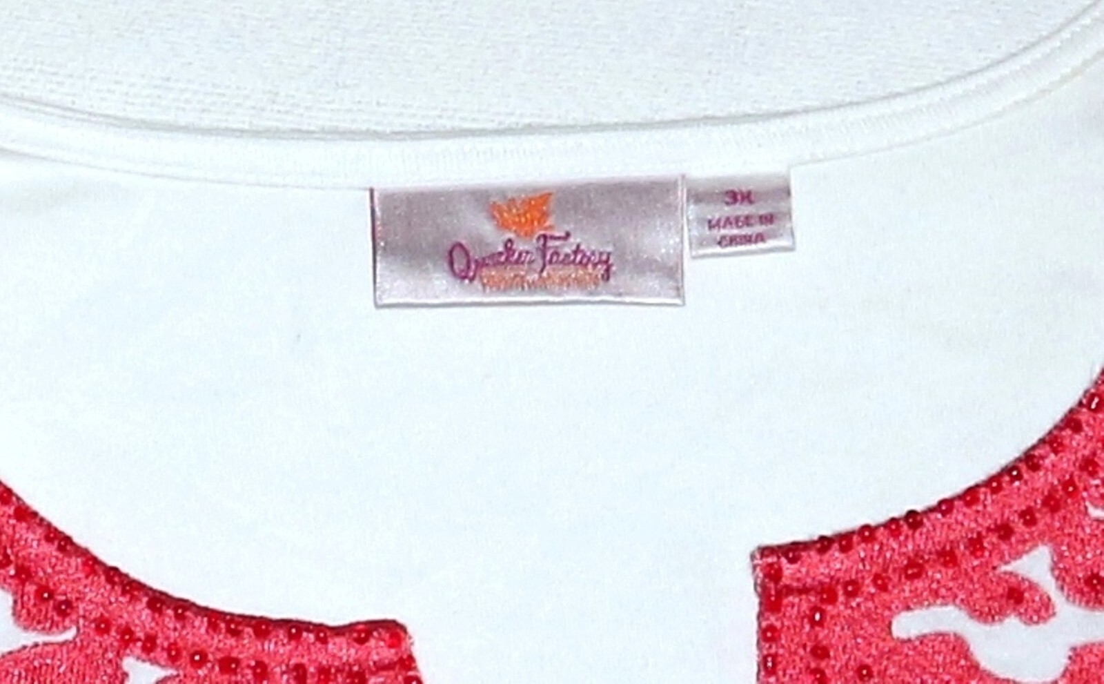 QUACKER FACTORY White Split Nck Red Nck Accents 59 In Chest 31 In Long Sz 3X EXC