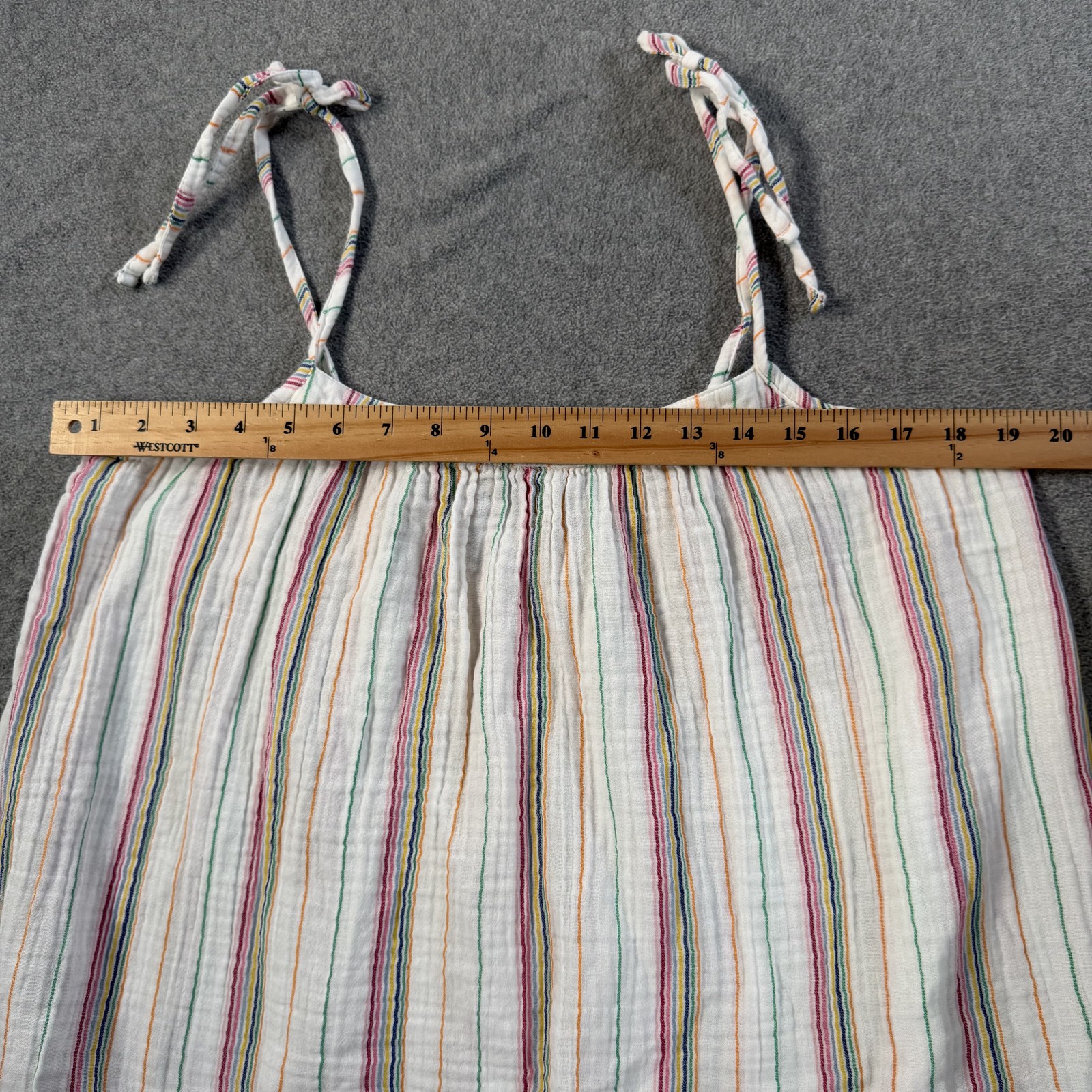 Old Navy Women’s Large White Multicolor Striped Tie Strap Gauze Tunic Tank Top