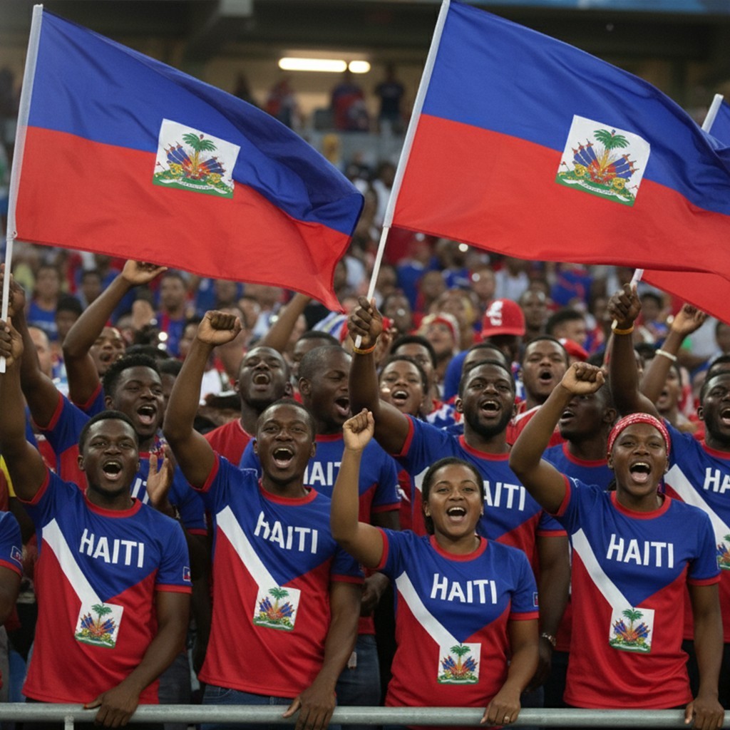 Haiti Soccer Fan Set Women’s T-Shirt & Premium Flag FIFA World Cup 2026 XS – 4X