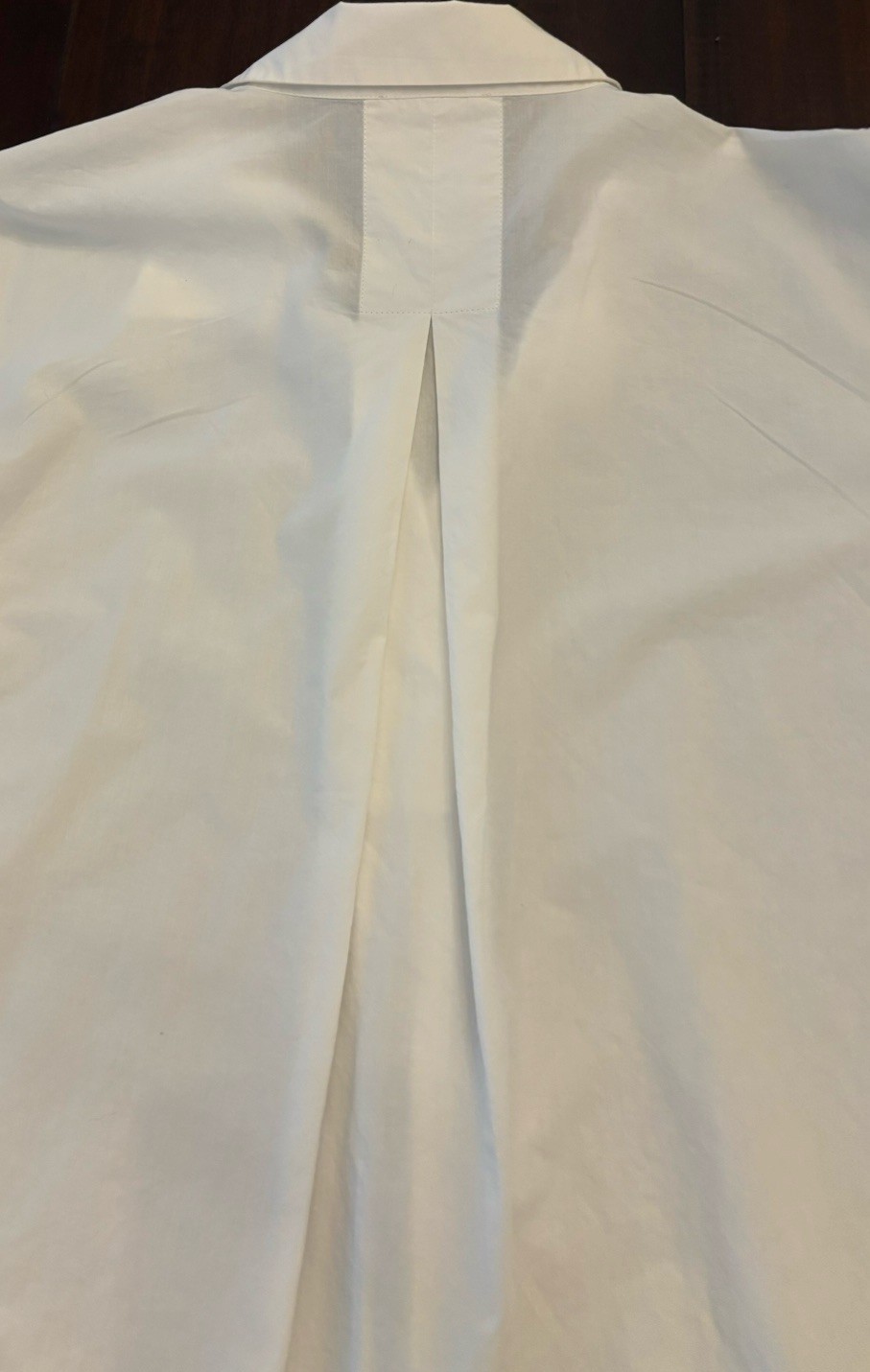 Eileen Fisher White Cotton Women SzS Spread Collar Pleated Popover L Sleeve