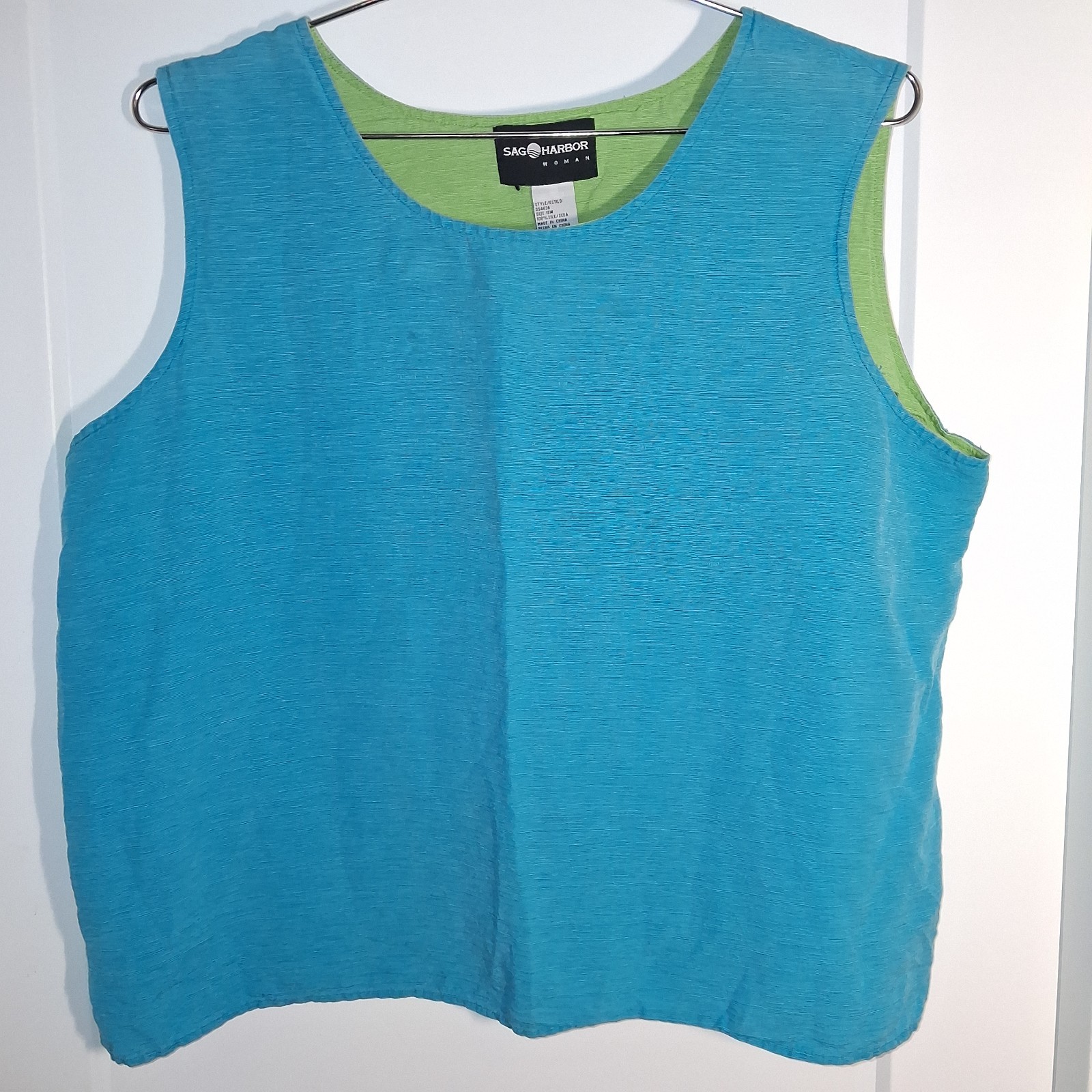 VTG Sag Harbor 100% Silk Tank SZ 18 Plus Office Siren 90s Coastal Grandmacore