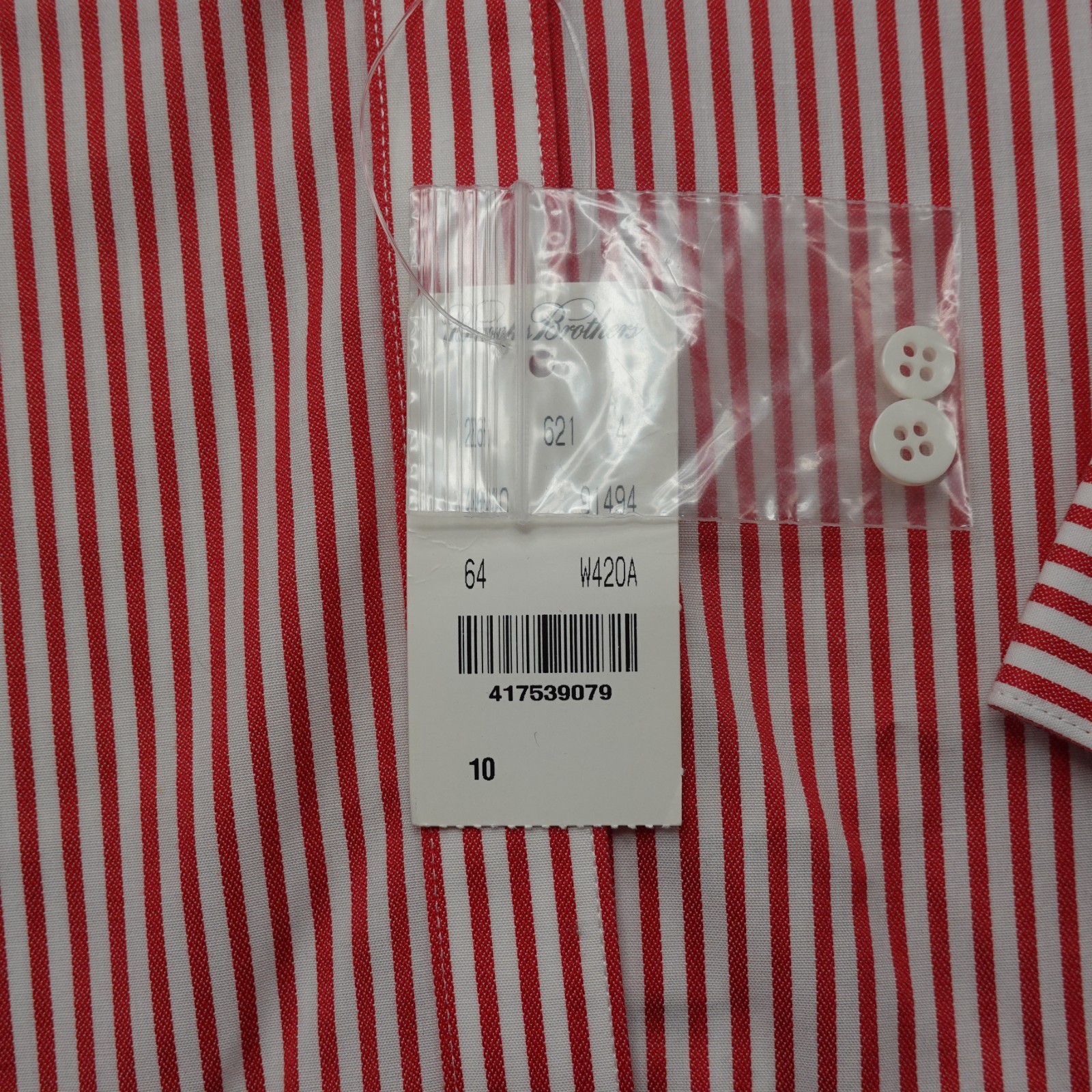 Brooks Brothers Shirt Womens 10 Red Stripe Fitted LS Notched Barrel Cuff $98