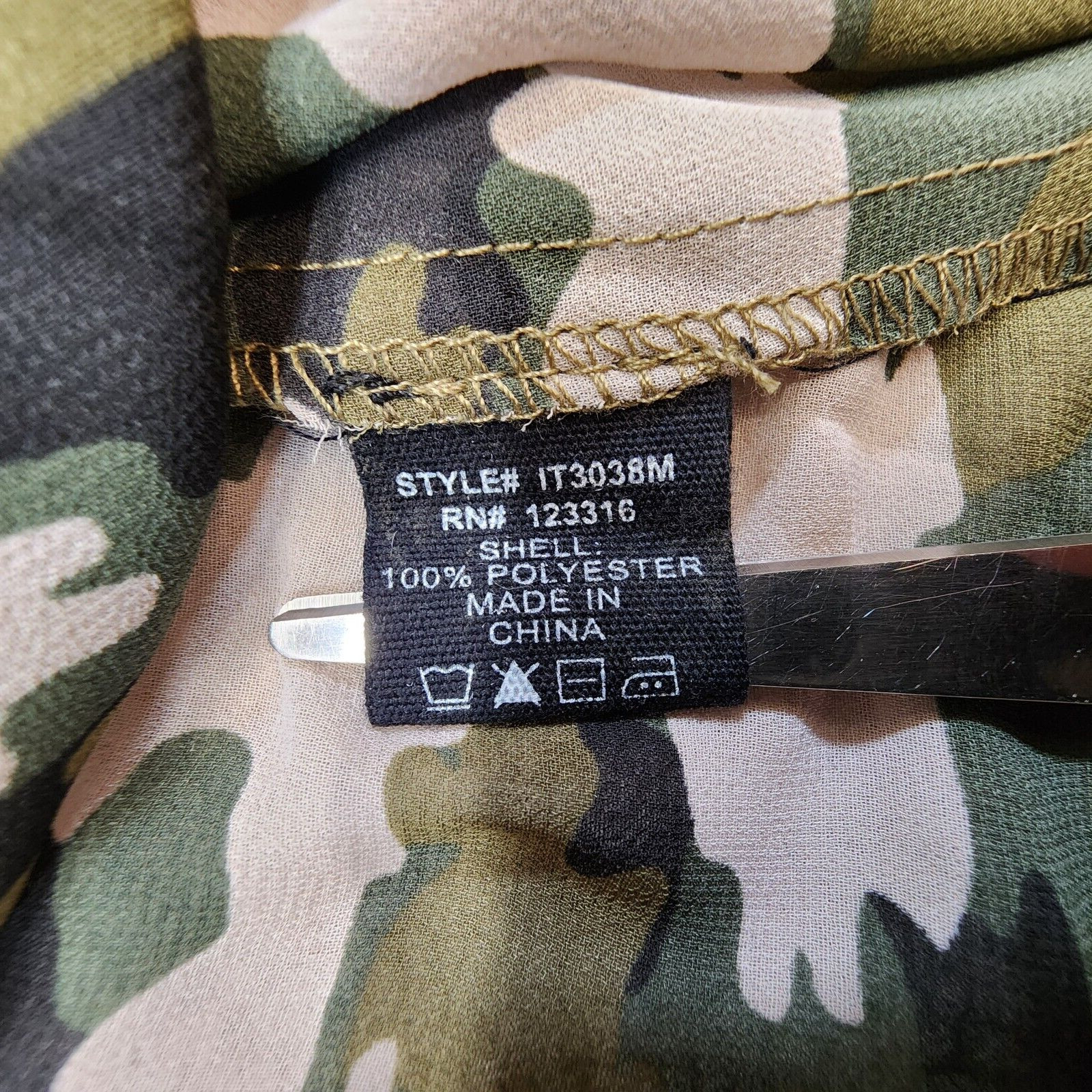 sleeveless top army Green sheer-back Olive Green Large Studded Camouflage
