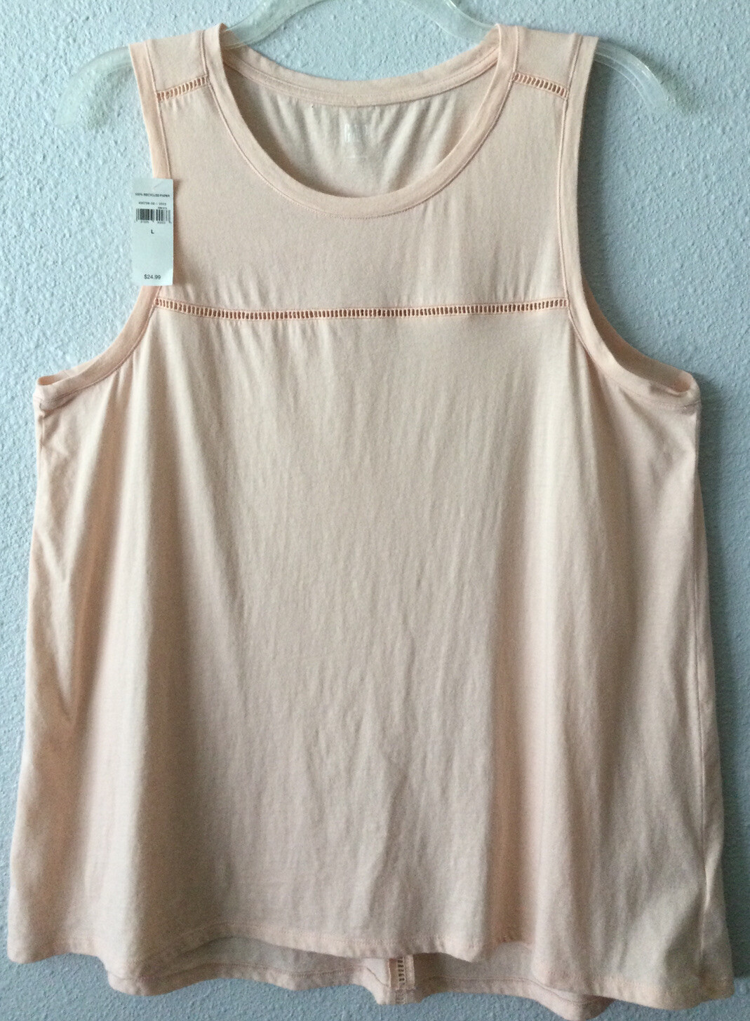 Gap Women’s Murmur Pink Eyelet Lace Insert Tank Top Size Large NWT