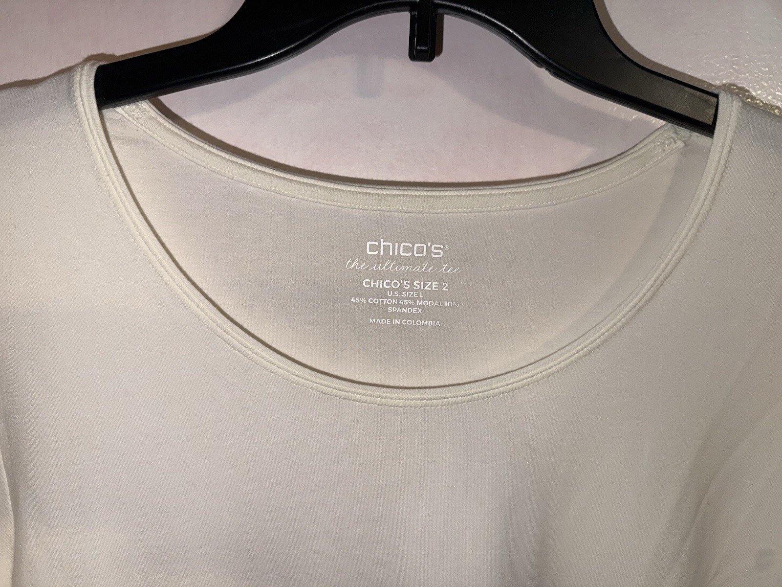 NWT Chico’s Size 2 Women’s Layering Ultimate Tee Ecru Cream L/S Knit Top NEW