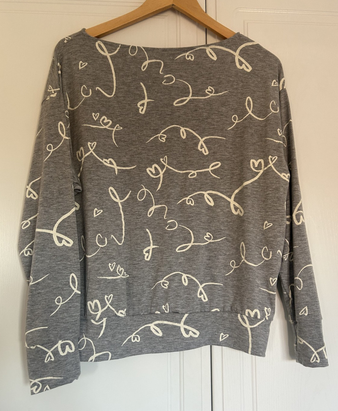 Monsoon Women’s Lisa Love Print Jersey Top Grey Size Medium Relax Fit