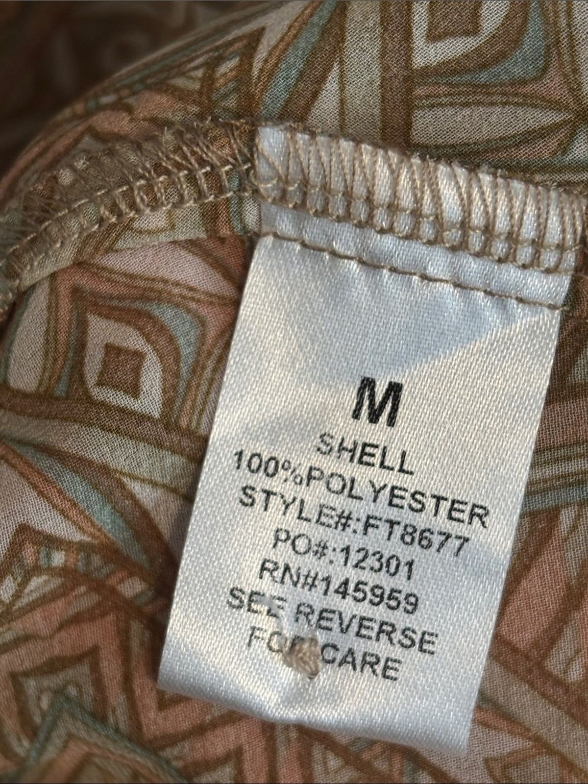 Dress Forum Beige and Brown Geometric Button-Front Shirt size medium