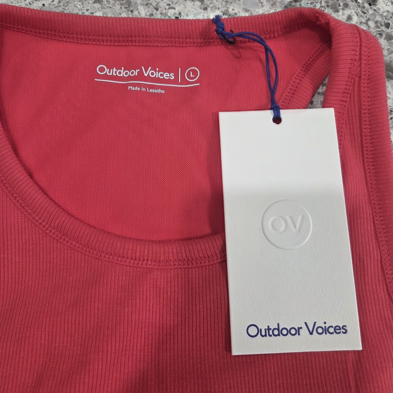 Outdoor Voices Women’s Side Ruched Ribbed Tank Top Built In Bra Size Large