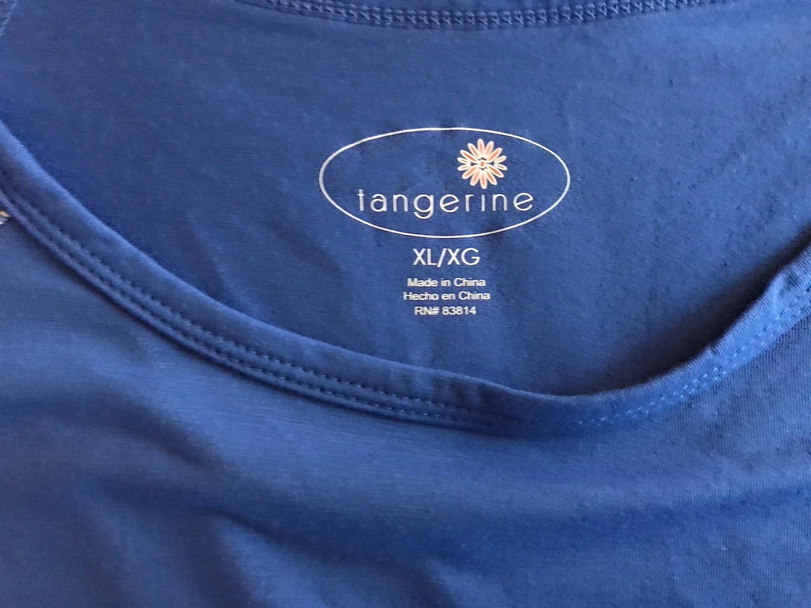NEW TANGERINE Women’s Blue Casual Top Exercise Running T-Shirt Size XL Stretch