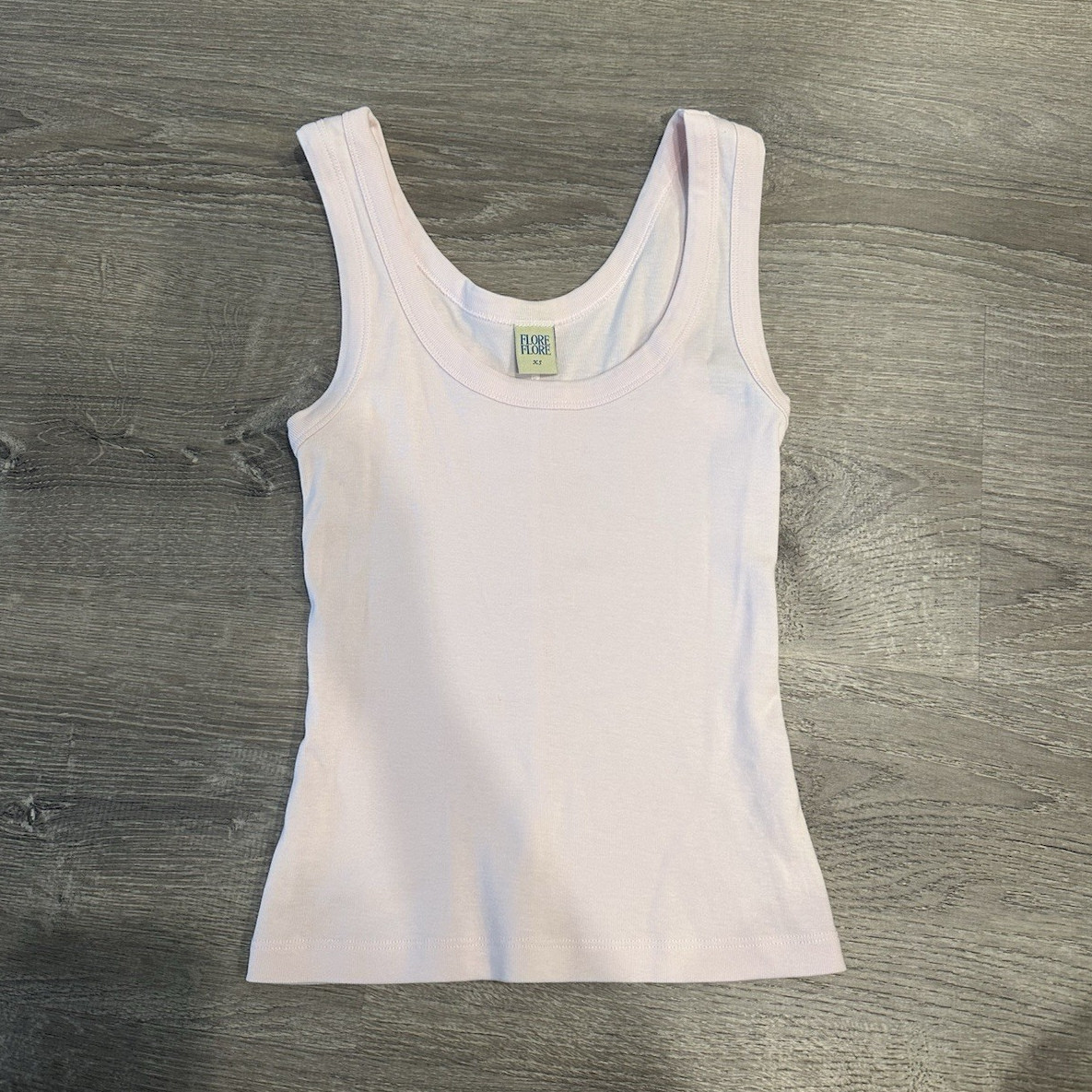 Flore Flore Women’s light Pink Knit Cotton Scoop Neck Wide Strap Tank Top XS