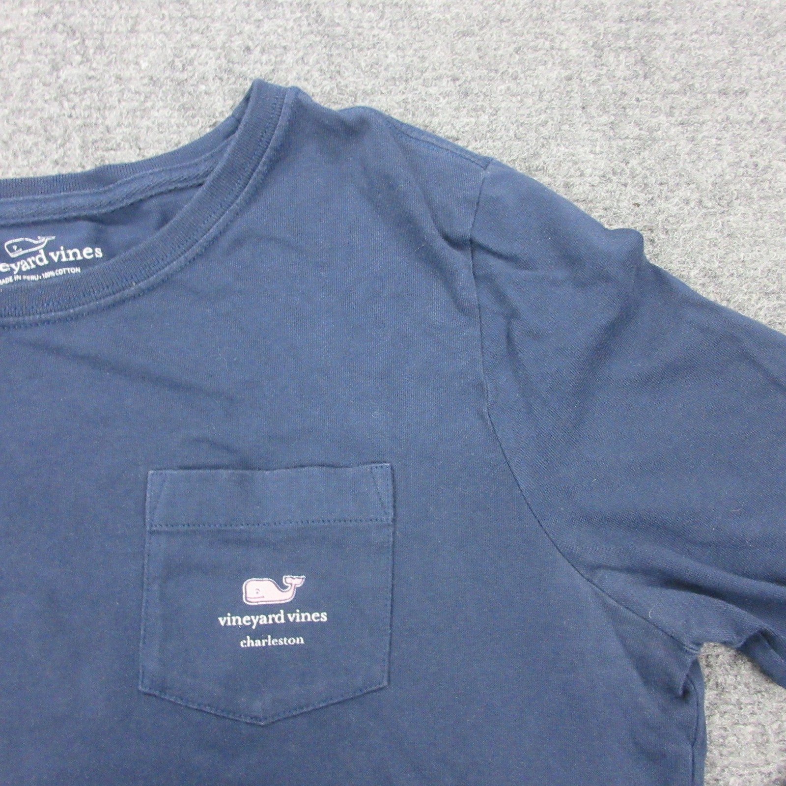 Vineyard Vines Shirt Womens Small Blue Charleston Whale Logo Pocket Long Sleeve