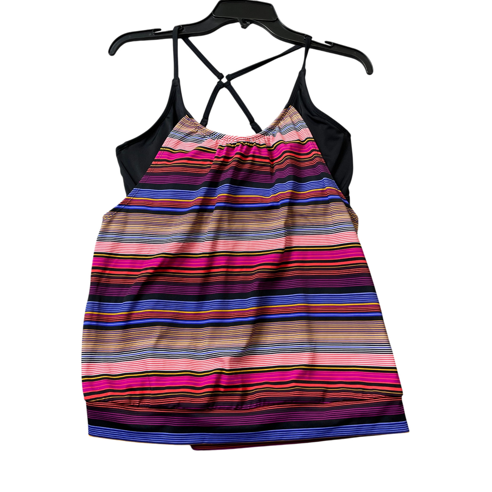 Athleta 36D/DD NEW w/Tags Capri Stripe Blousy Tankini Top Colorful Stripe