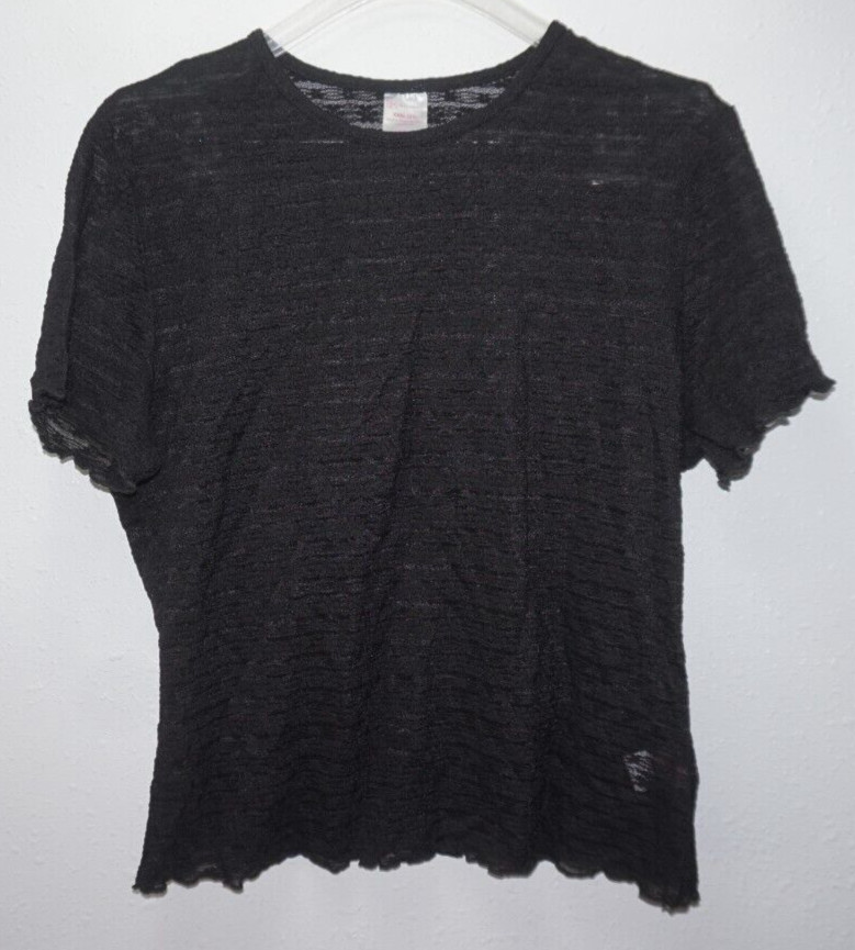 NoBo Black Semi Sheer Stretchy Lace T Shirt Woman Sz XXXL 21