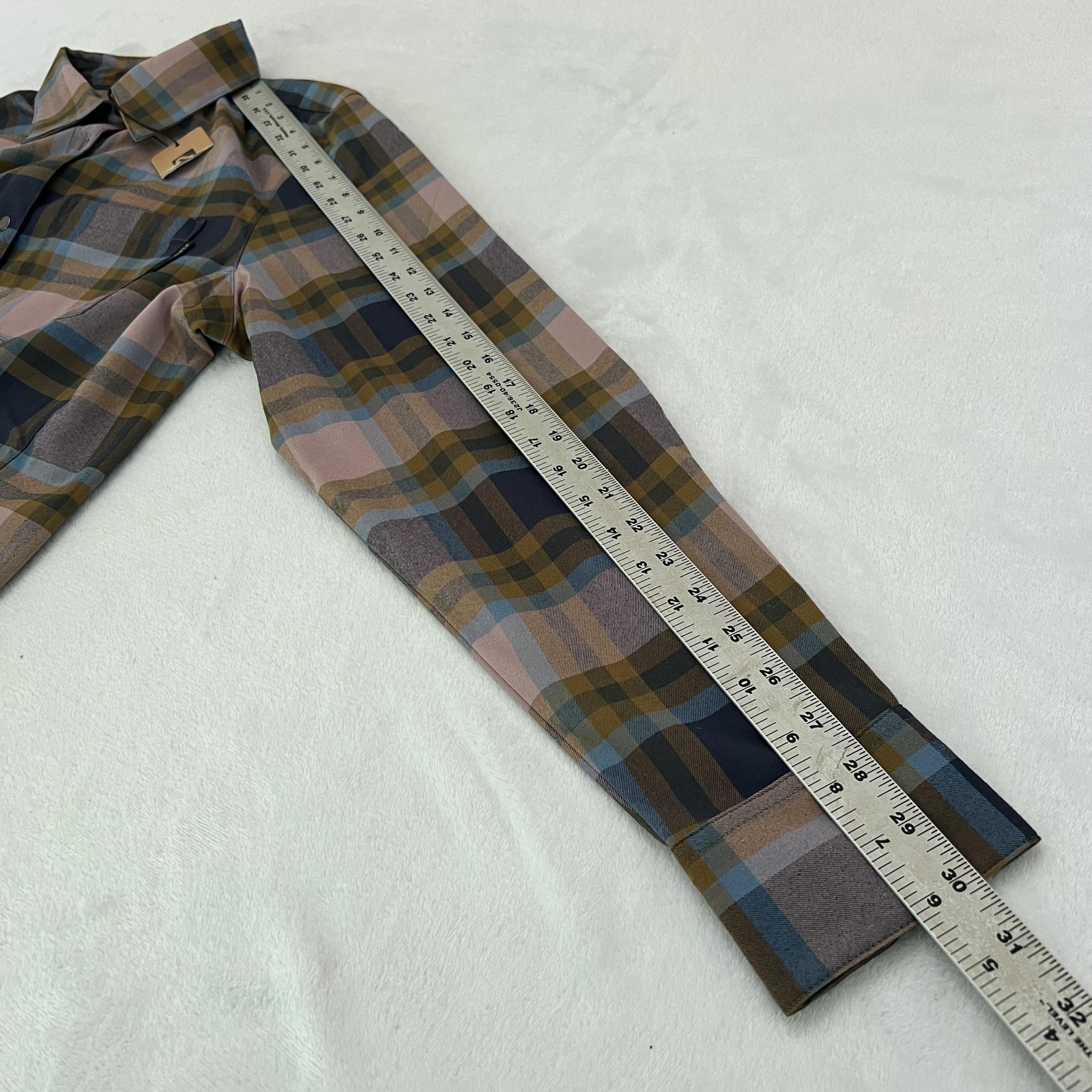 Flylow Brigitte Tech Flannel Shirt Womens Large RyePlaid Snap Button Up