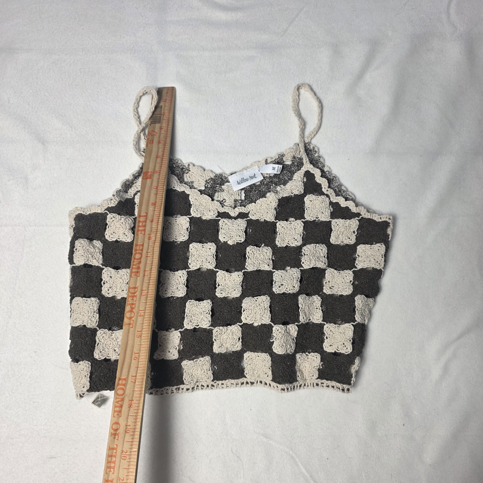 willow root women’s tank crochet checkered cropped cottagecore festival boho