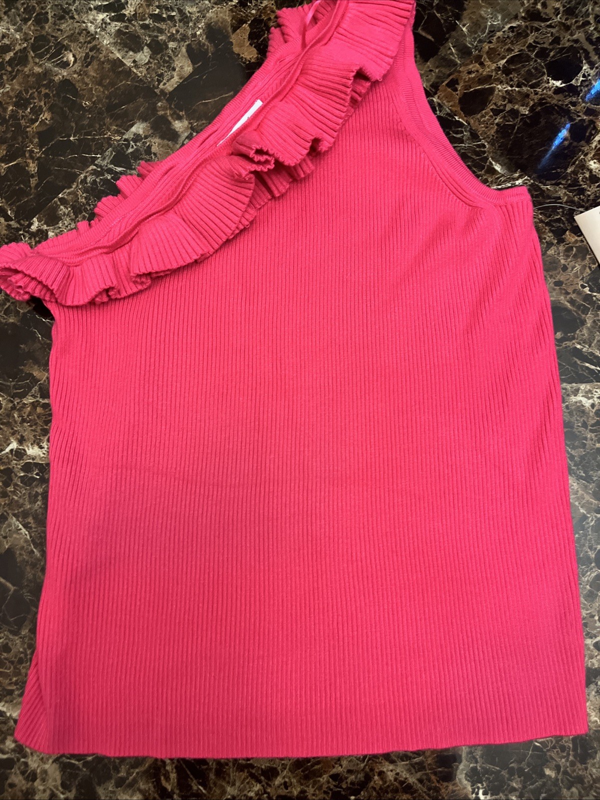 Sofia Vergara One Short Sleeve Ruffled Top Pink Size Large New