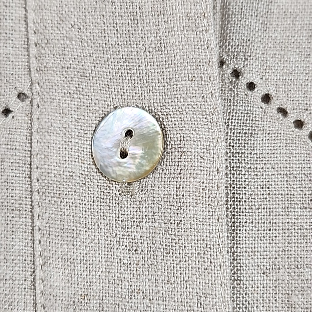 Edward Linen Popover Tunic Shirt Womens L Natural Beige 100% Irish Linen Blouse