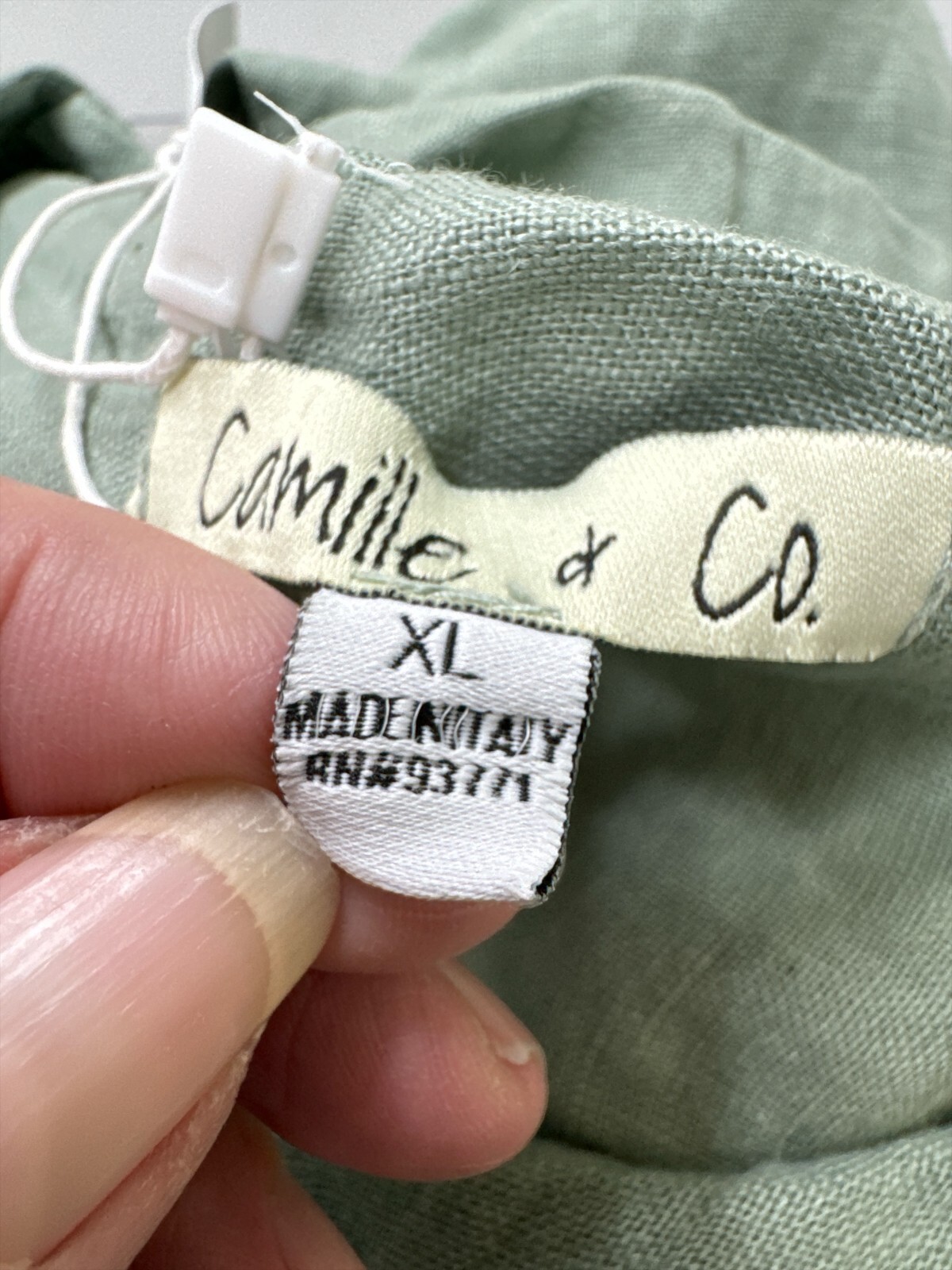 CAMILLE & CO 100% Linen Asymmetric Long Sleeve Made In Italy Women Shirt XL NWT