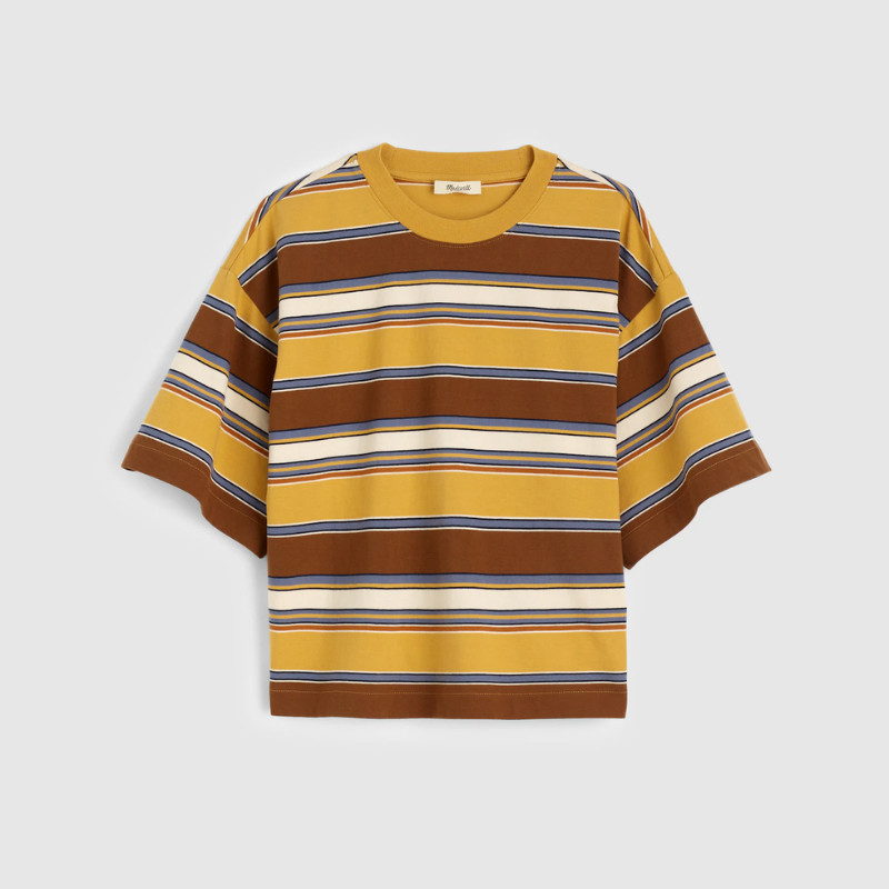 Madewell The Boxy Crop Tee in Allday Jersey Tinsel Stripe