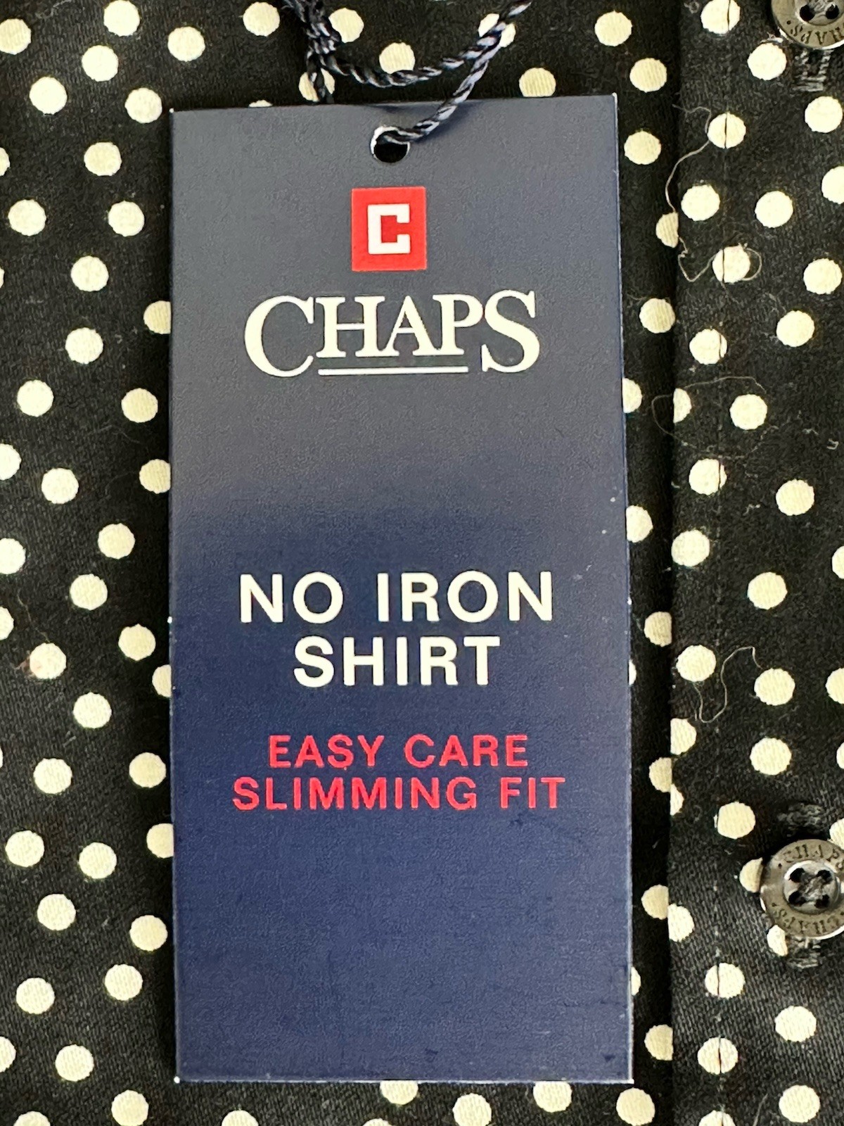 Chaps No Iron Shirt Contrast Cuff Polka Dot Fitted Cotton Blouse Women’s Large