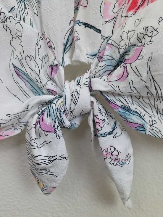 Buffalo David Bitton White Pink Purple Green Floral Short Sleeve Top XL