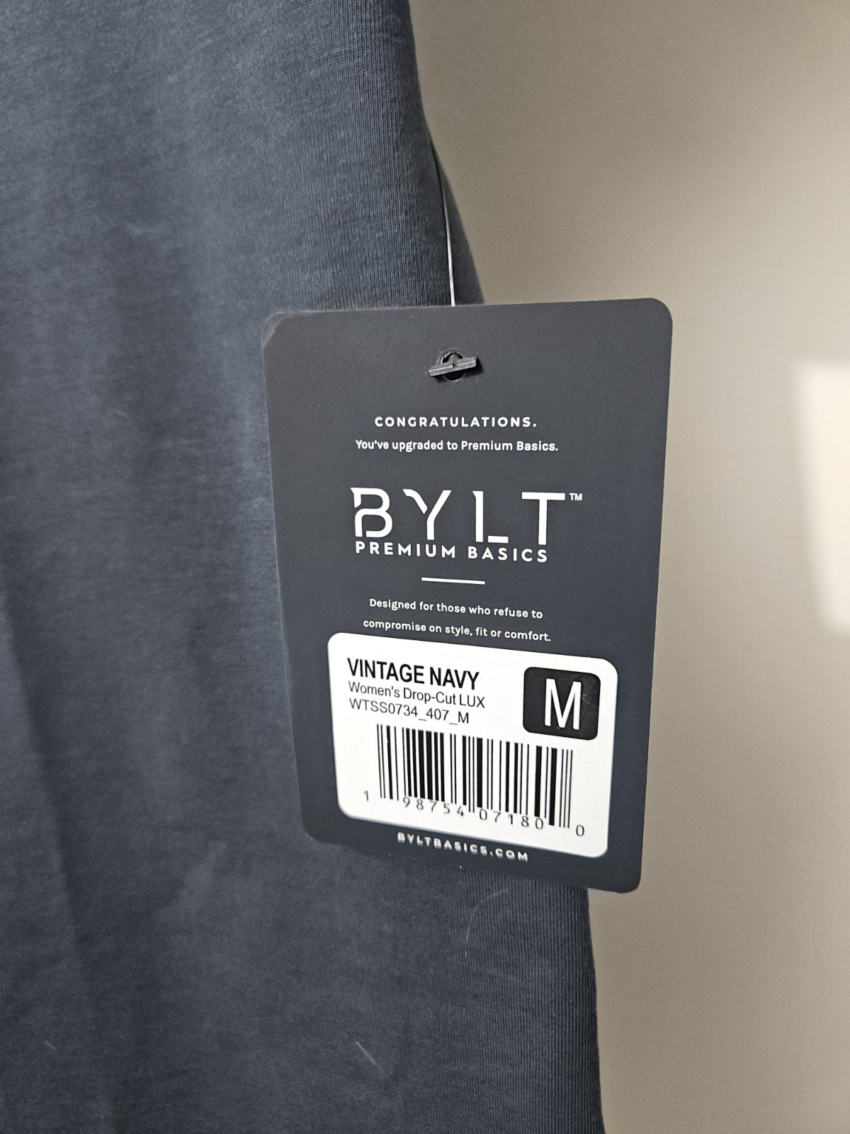 BYLT Basics Shirt Women Medium Vintage Navy Blue Drop Cut LUX Tee T-Shirt