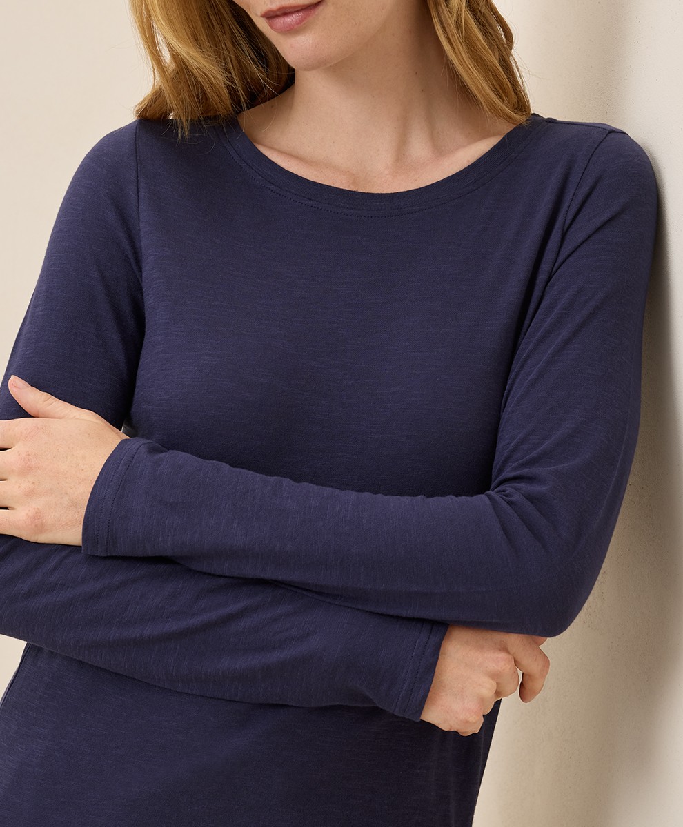 Pact Women’s Featherweight Slub Long Sleeve Tee Large Eclipse Purple