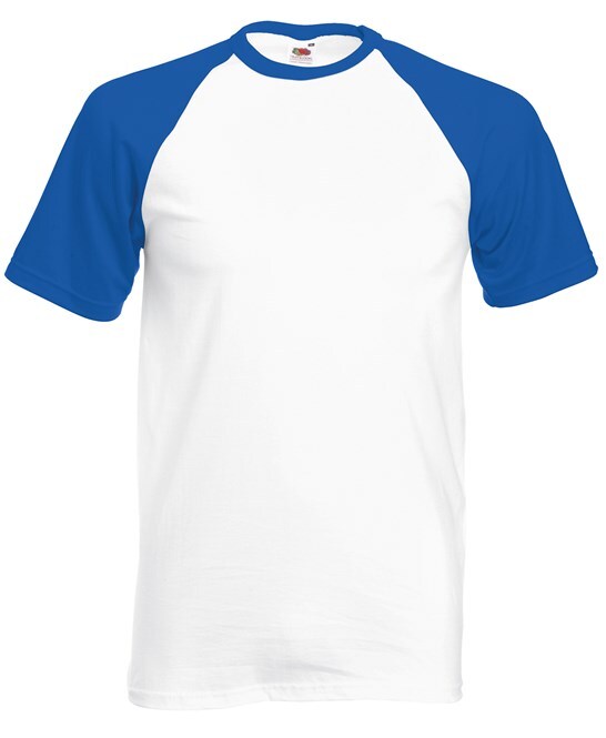 Personalised Custom Fruit of the Loom Short Sleeve Baseball T-shirt Sports SS026