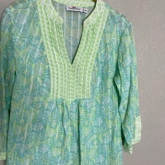 Vineyard Vines Printed Aquatic Blue Green Tunic XXS