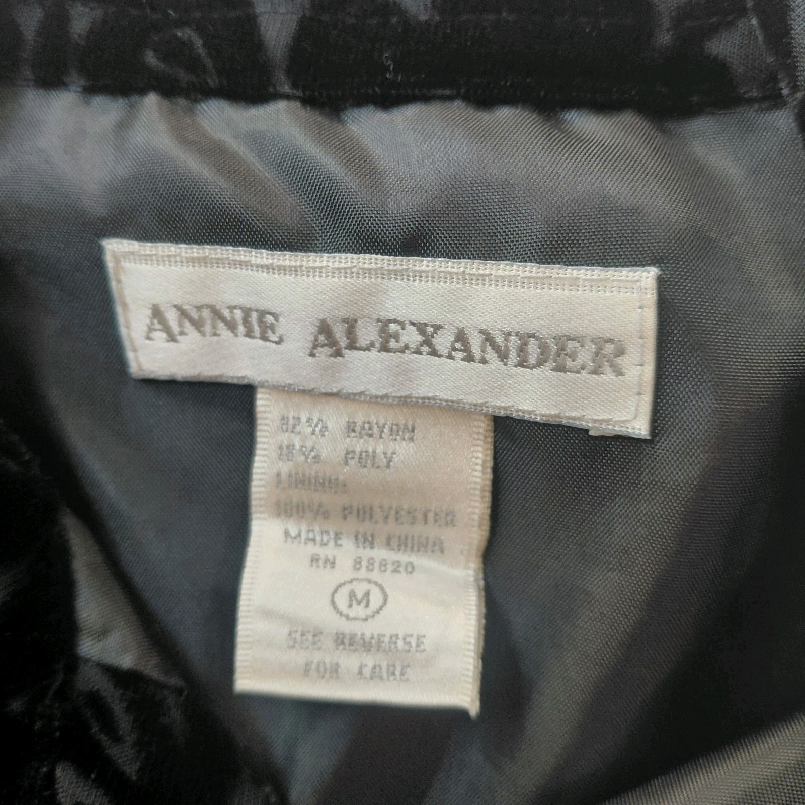 VTG 90s Annie Alexander Black Sheer Velvet Burnout Blouse Shirt Medium Whimsigot