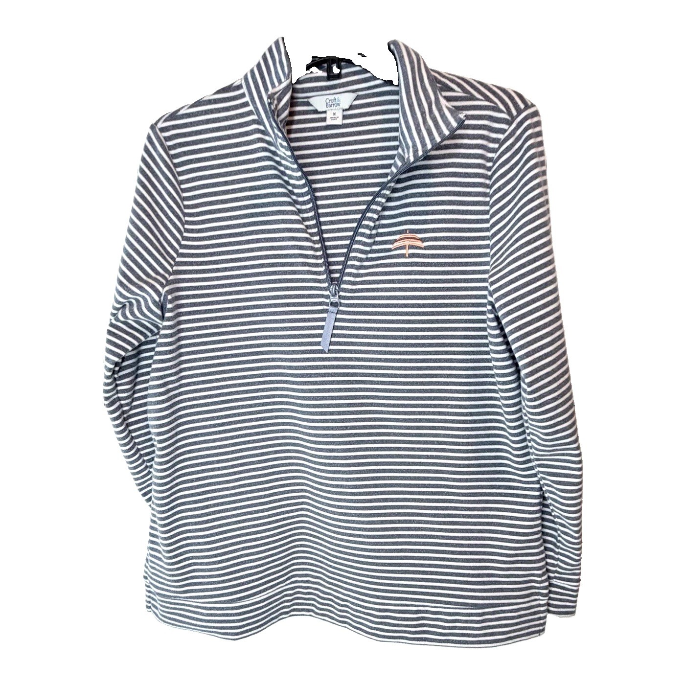 Croft & Barrow women’s striped quarter-zip pullover fleece quarter zip size M