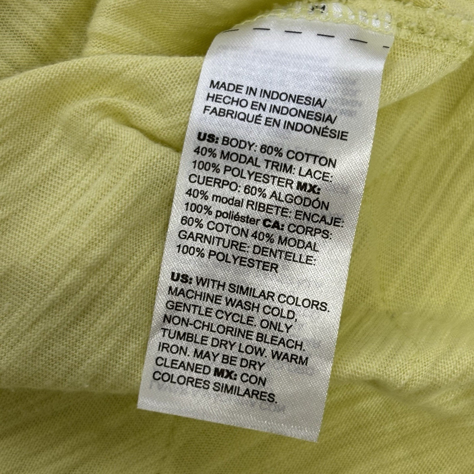 Chicos Lace Trim Slub Knit Blouse Top 1 / Medium Yellow 570321499