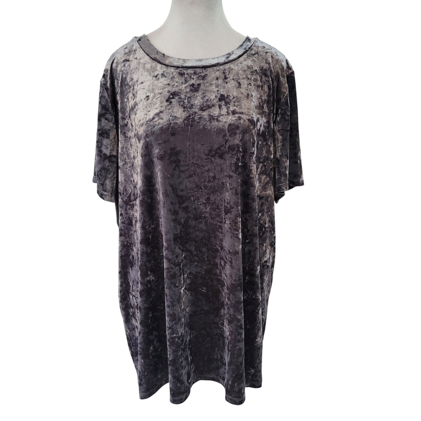 Torrid Size 2X Heather Grey Crushed Velvet Short Sleeve Tee Top Holiday