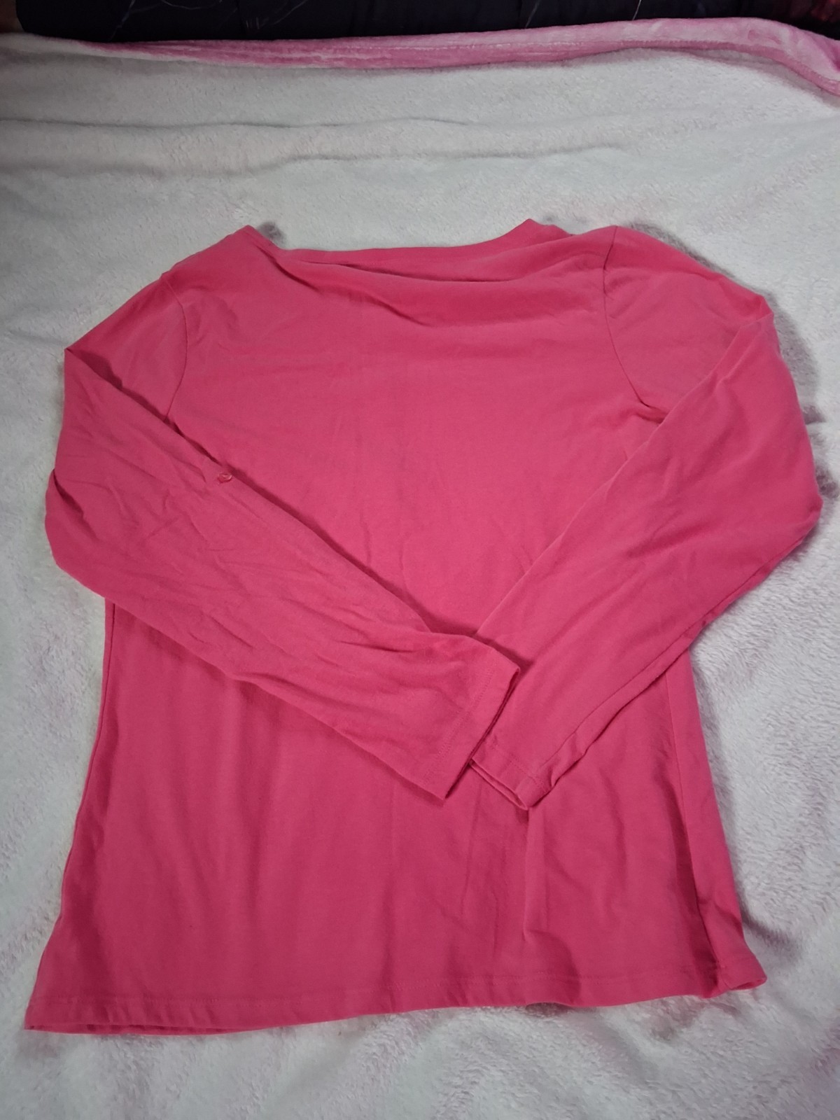 Simple Pleasures~Womens Pink,Thin,Cotton Blend,Round Neck,Button Accent Size 1XL