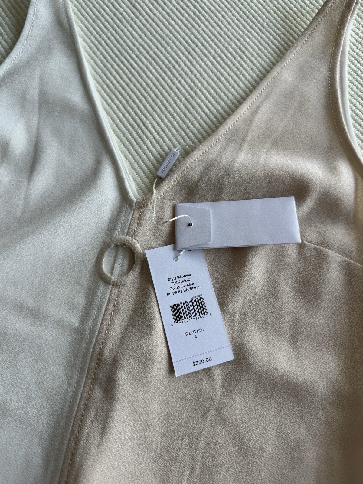 Derek Lam 10 Crosby Colorblock Ring Detail V-Neck Tank Top Size 4